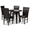 Baxton Studio Miya Dark Brown Upholstered and Dark Brown Wood 5-Piece Dining Set 169-8031-10896 - alternate 1